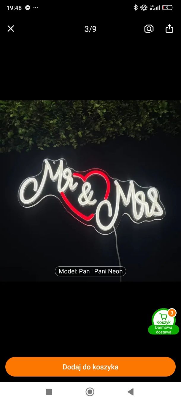 Napis led pan i pani mr&mrs