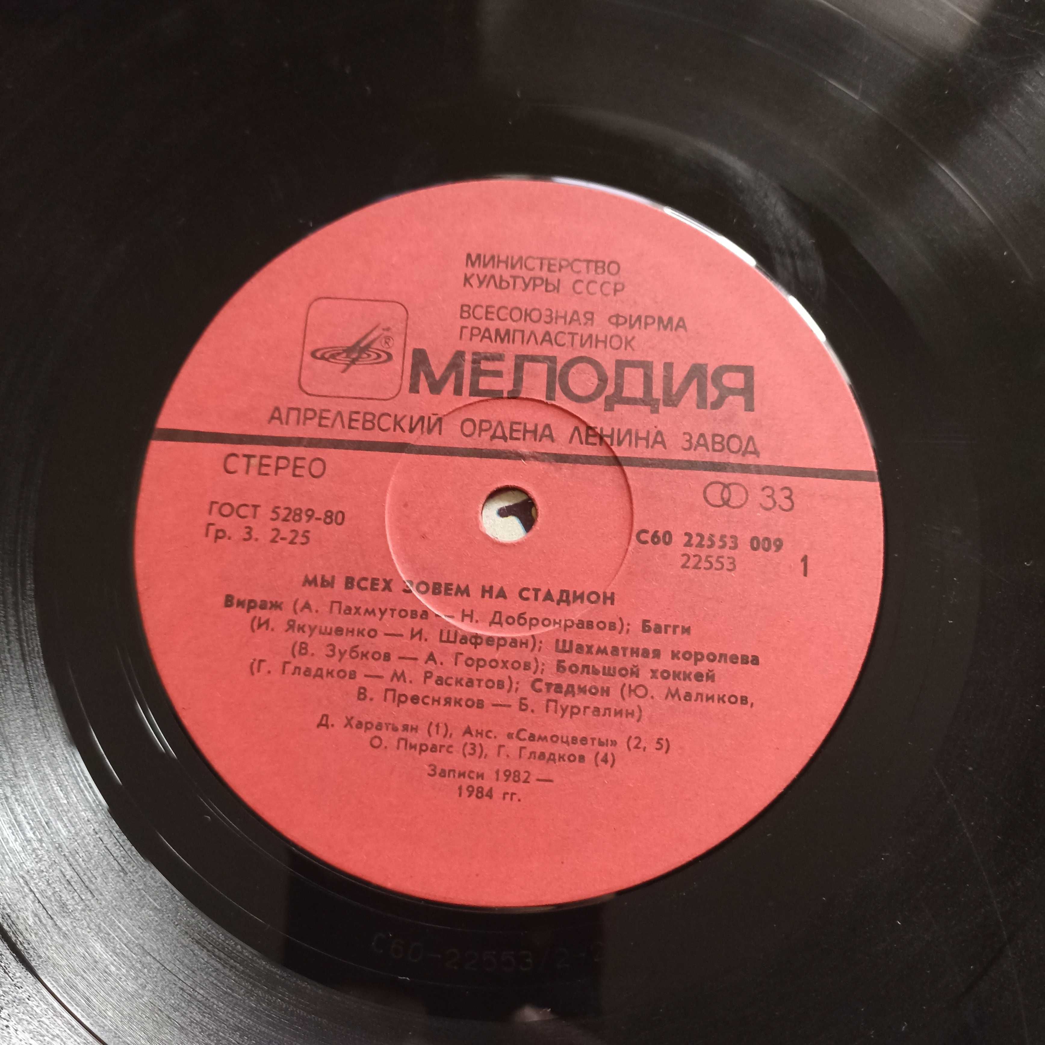 Пластинка Ми всех зовем на стадион запис 1984