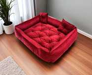 Welurowe legowisko dla psa 135x100 cm XXL – czerwone PREMIUM
