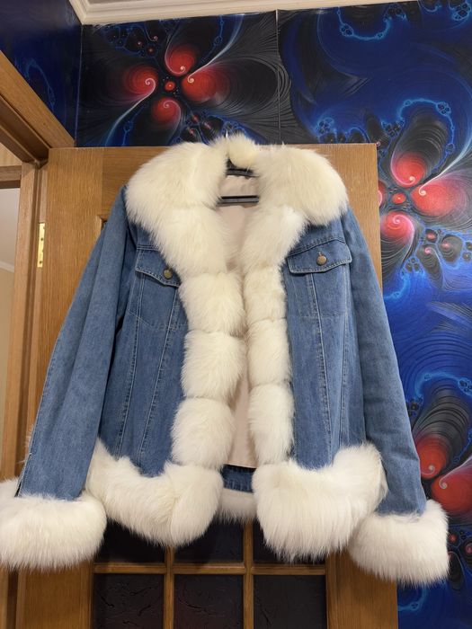 Продам джинсову парку курточку мех хутро натуральне писець
