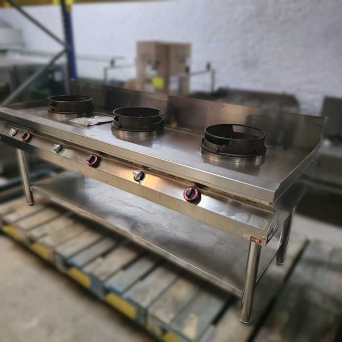 Fogão Wok Navati com 3 queimadores e torneira de água (2000x700x800mm)