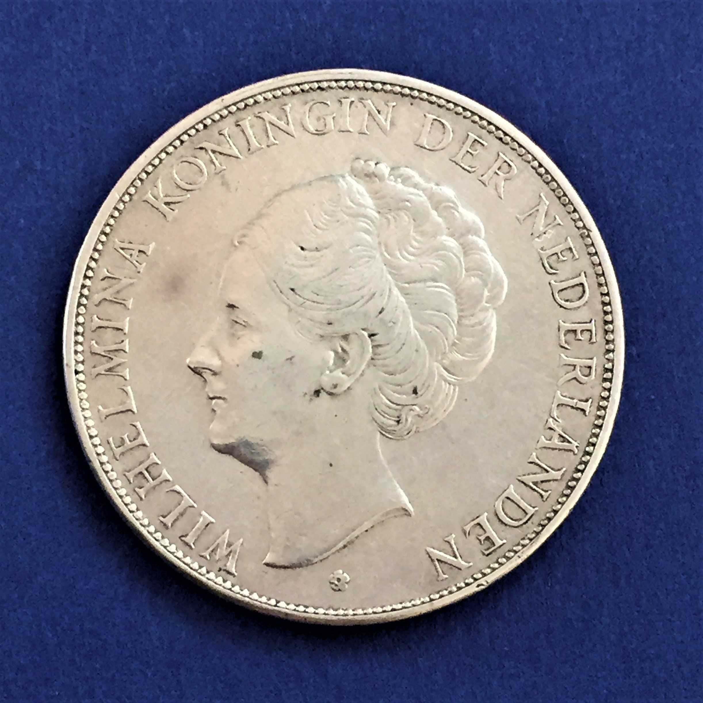 Holanda - moeda 2 1/2 Gulden 1938 - prata