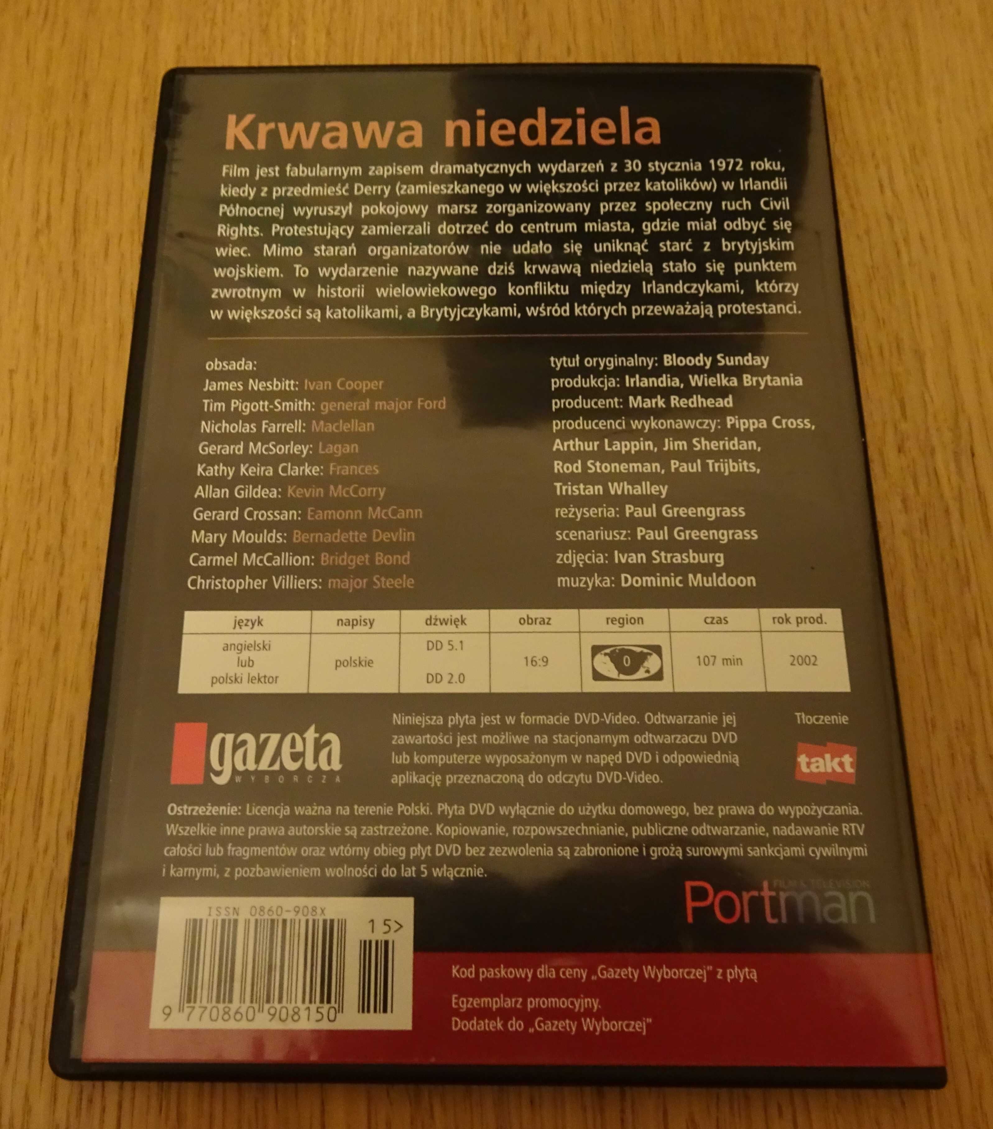 "Krwawa niedziela" film dvd, płyta dvd