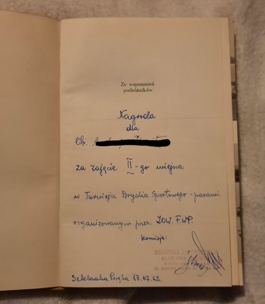 Książka "Ze wspomnień podróżnikow" I wydanie 1958