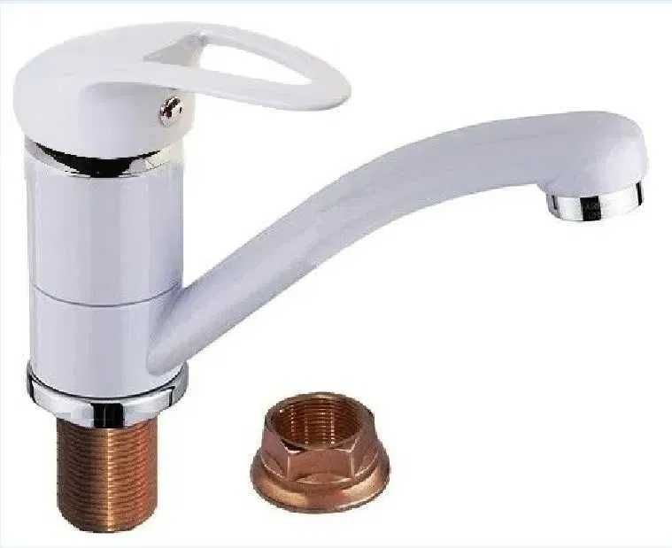 БЕЛЫЙ, латунный! смеситель, змішувач, кран для раковины, мойки, кухни.