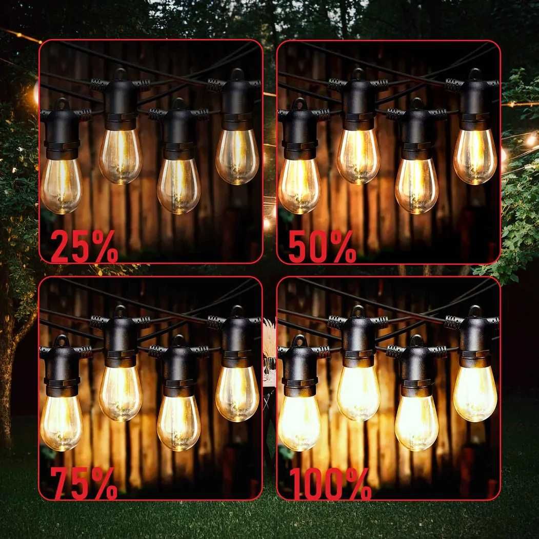 Girlanda ogrodowa solarna 15m + pilot LED świetlna