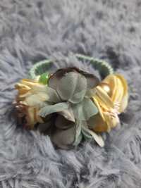 Bransoletka 3D kwiaty Nowa bez metki odcienie mięty zieleni żółtego