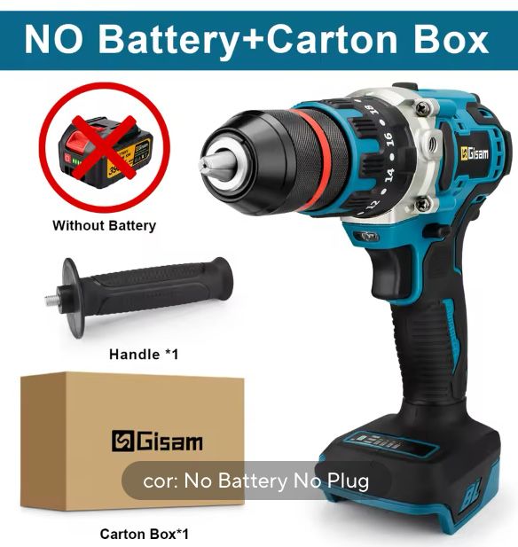 Berbequim a bateria com percussão Gisam 18v Brushless
