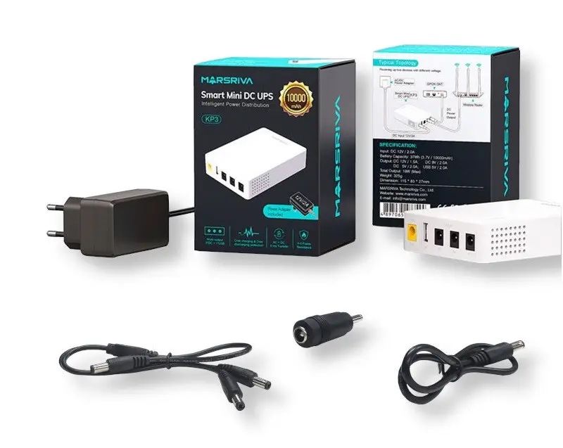 Дбж Безперебійник для роутера міні-UPS MARSRIVA  KP3 ємністю 10000mAh