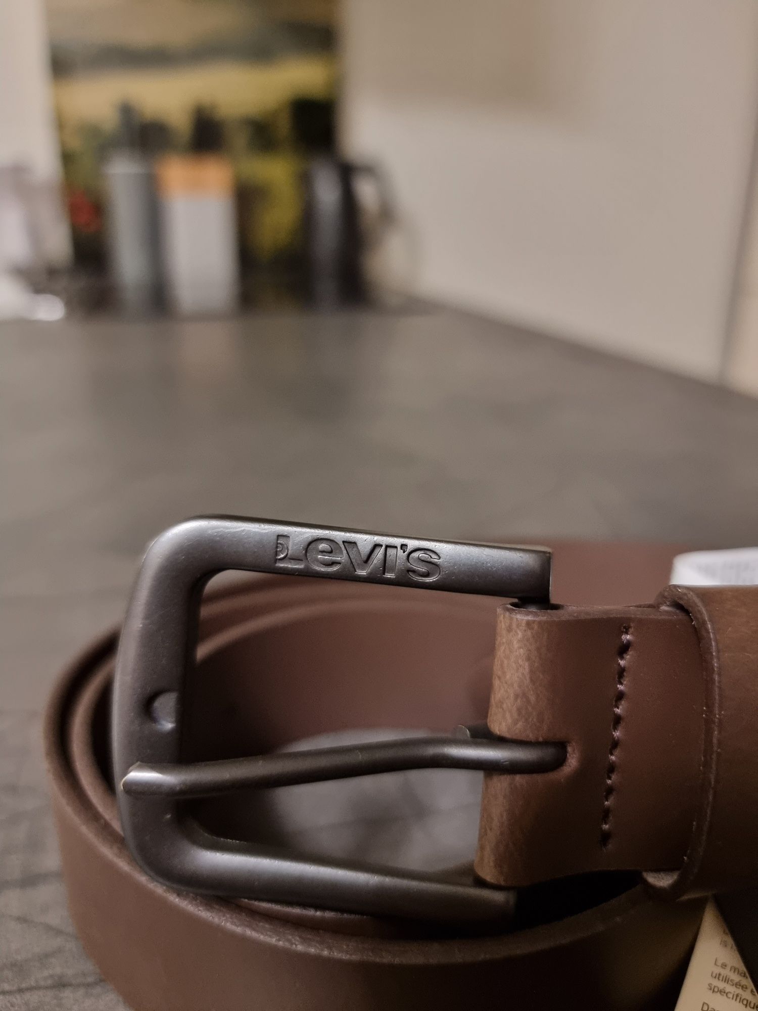 Nowy męski pasek levis levi's skórzany brązowy 105 cm