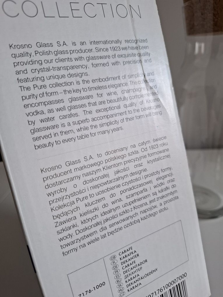 Butelka na wodę karafka Krosno Pure Collection dzbanek