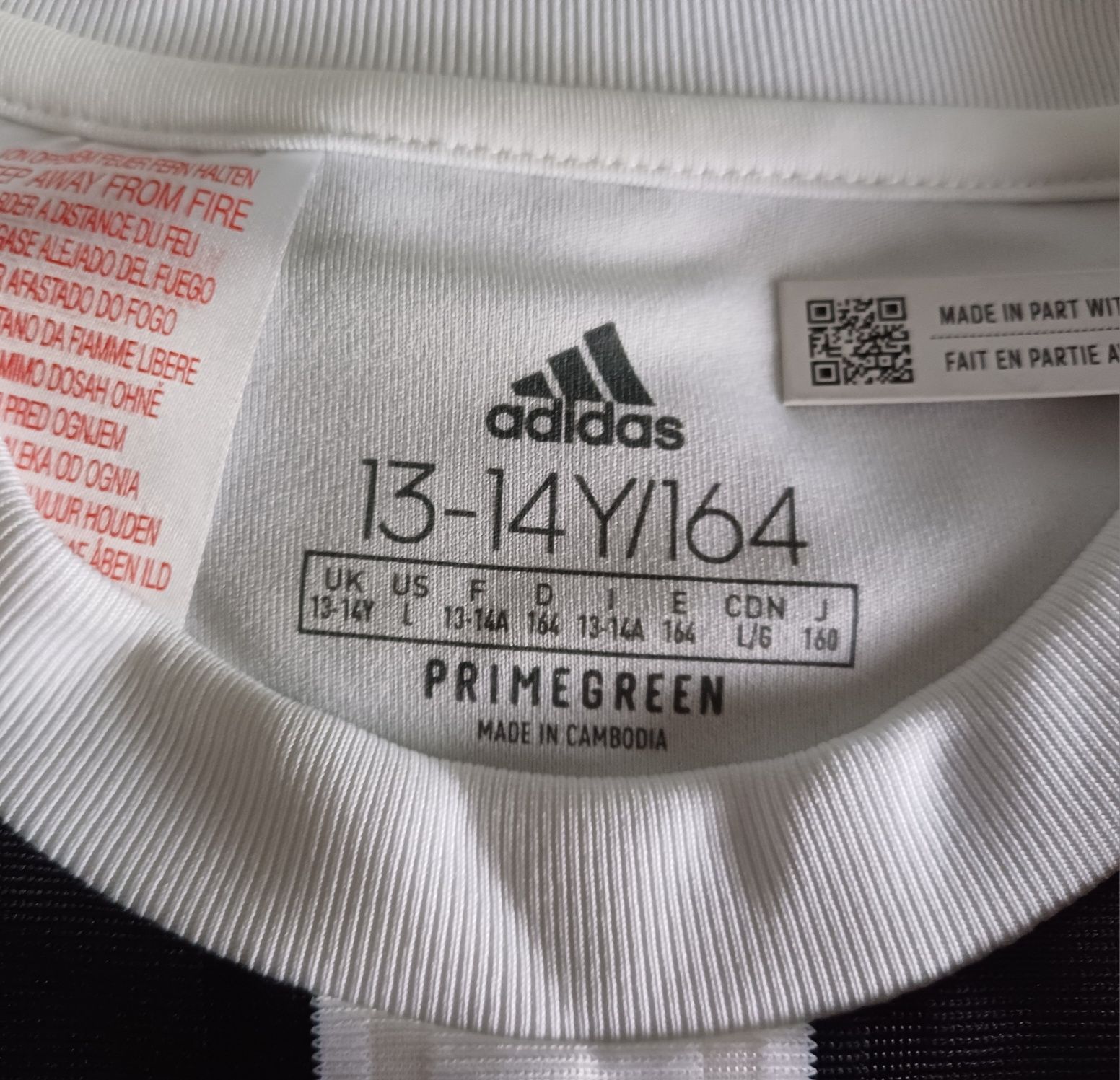 Nowa koszulka adidas striped 21 JSYY white/black 13-14Y/164