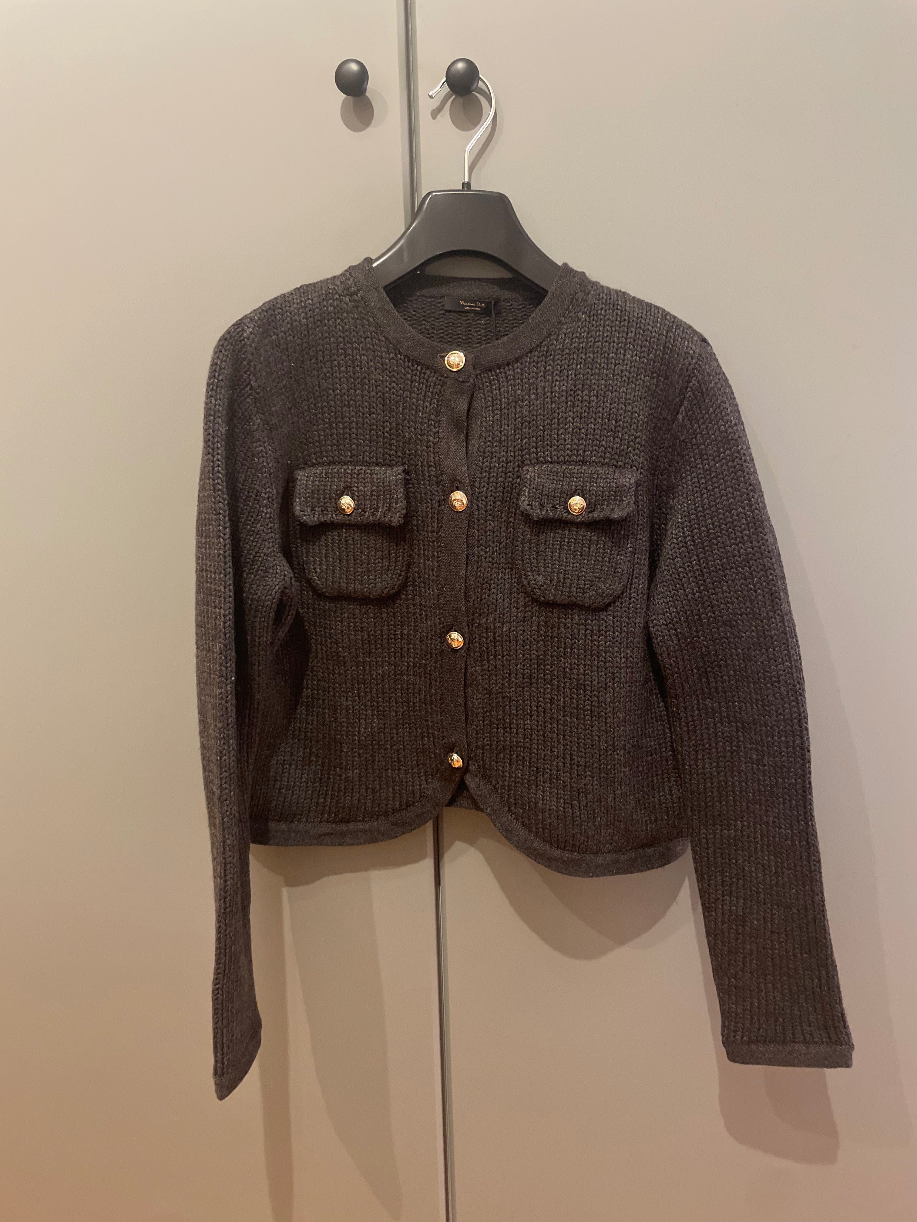Massimo Dutti nowy czekoladowy wełniany kardigan guziki