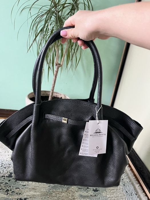 Сумка шкіряна італія шопер чорна