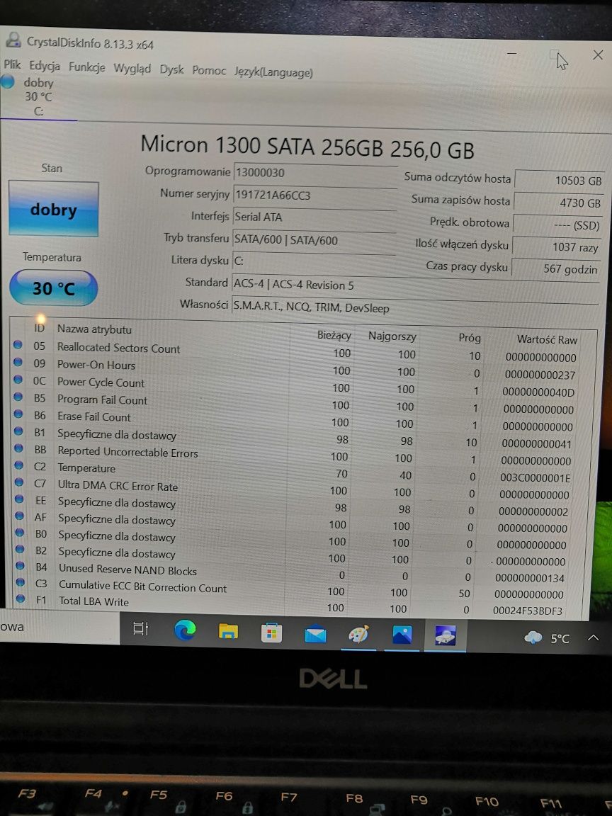 Dysk Nvme sata 256gb micron firmowy dell