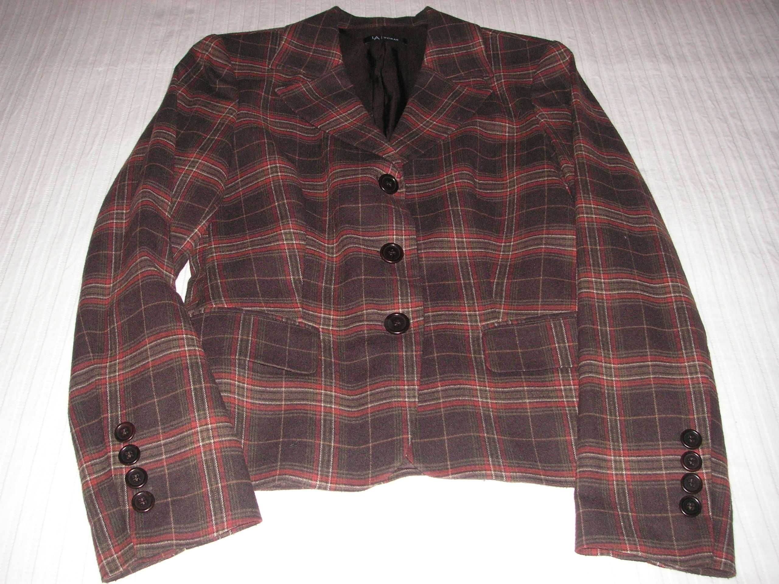 Lanidor - Casaco / Blazer Curto de Fazenda Xadrez T/38 ( Impecável )