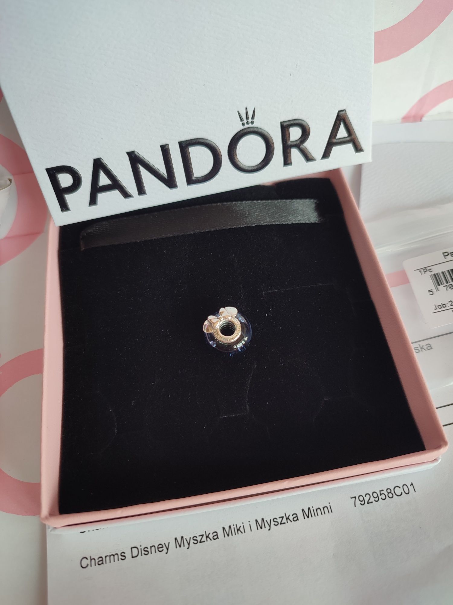 Nowy oryginalny charms Pandora Murano myszka minie/ mickey srebrny