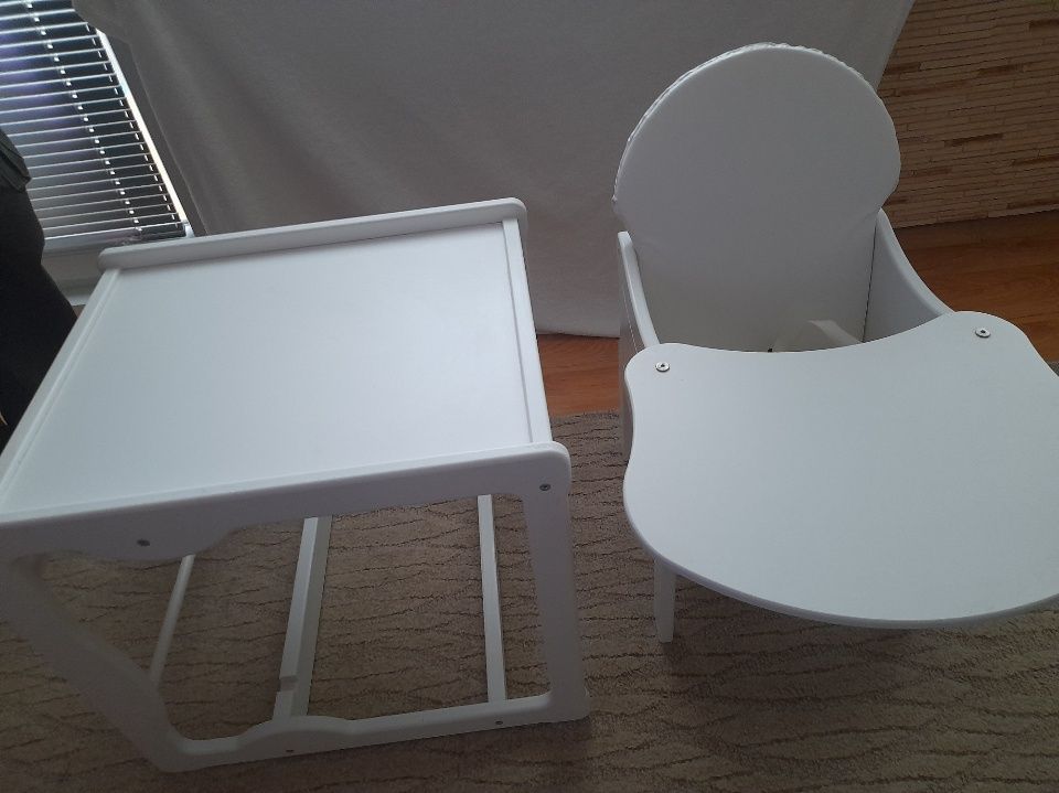 Krzesełko do karmienia Klupś Białe 2w1 stolik z  krzesełkiem