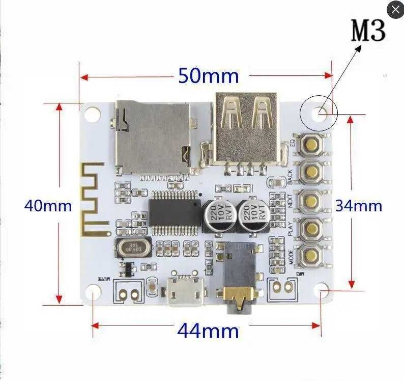 Плата аудиоприемника Bluetooth с USB-слотом для TF-карты 5V