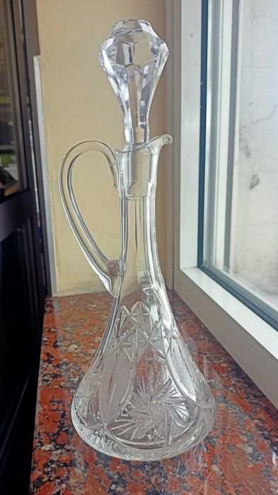 Karafka kryształowa z uchwytem bogato szlifowana Irena Inowrocław