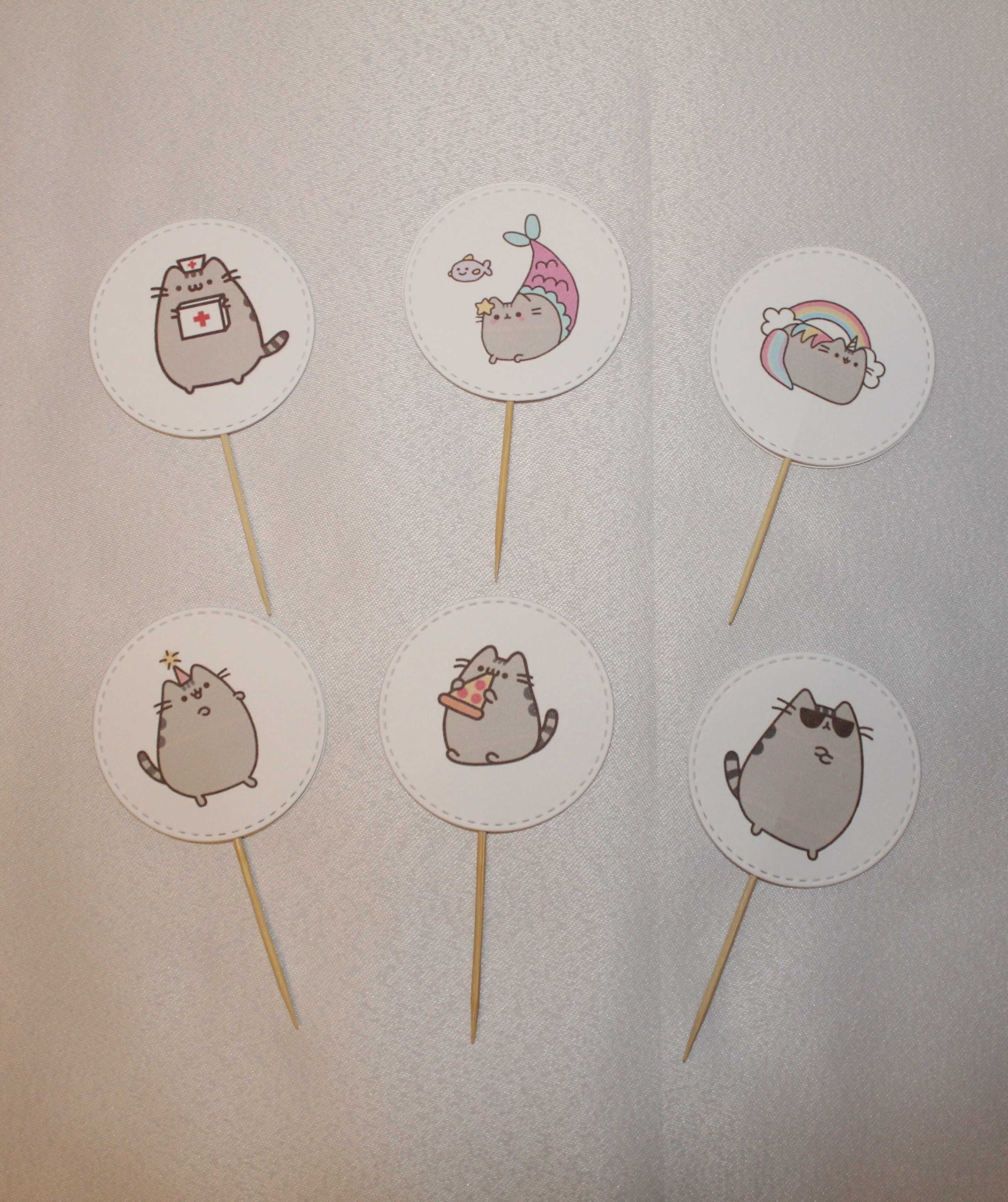 Pikery toppery ozdoby do babeczek kot Pusheen x6