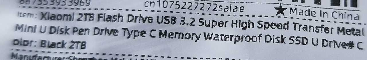 Nowy Pendrive Xiaomi 2TB Brelok Adapter 3.0