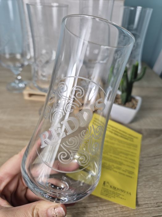 Zestaw 6 unikatowych pokali szklanek do piwa redds Redd's birofilia