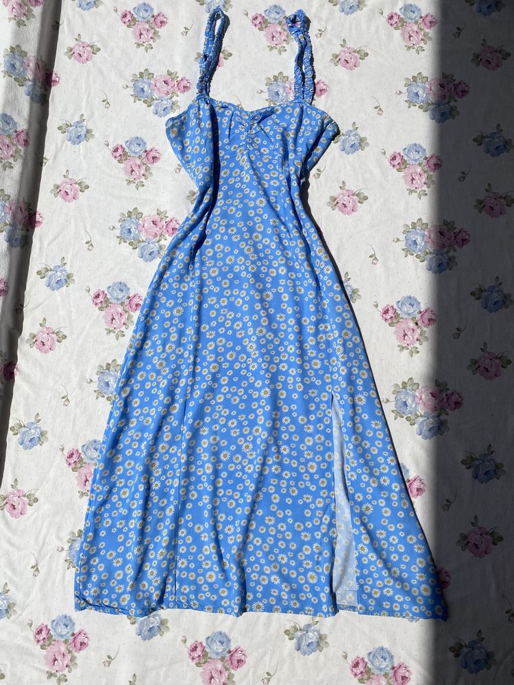 Niebieska sukienka w kwiatki na ramiączka S 36 M 38 medicine coquette