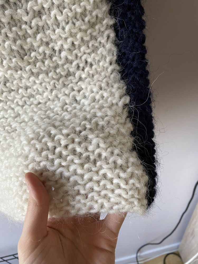 Wełniany długi sweter handmade gruby splot