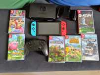 Konsola Nintendo Switch + dodatkowy pad oraz 5 gier