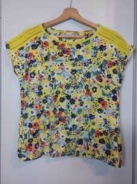 Żółta bluzka w kwiaty żółty top w kwiatki kolorowy podkoszulek t-shirt