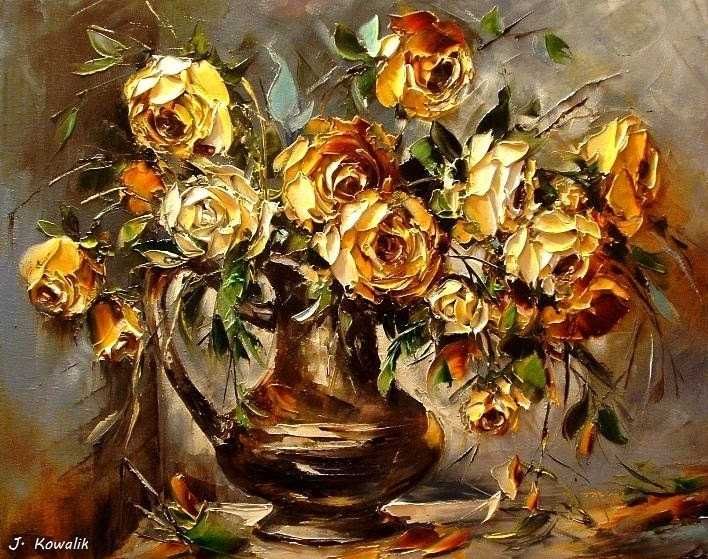 Kowalik - Róże obraz olejny 40x50cm obraz olejny