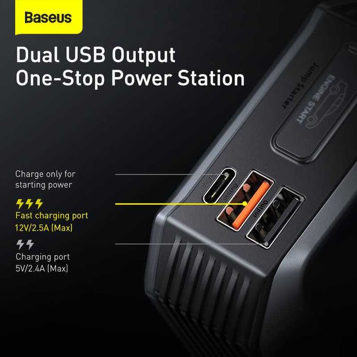 Пусковое устройство BASEUS Super Energy Max JumpStarter 20000mAh 2000A