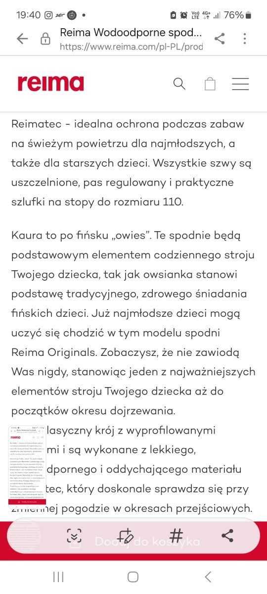 Reima kaura spodnie wodoodporne przejściowe outdoorowe 86 granatowe