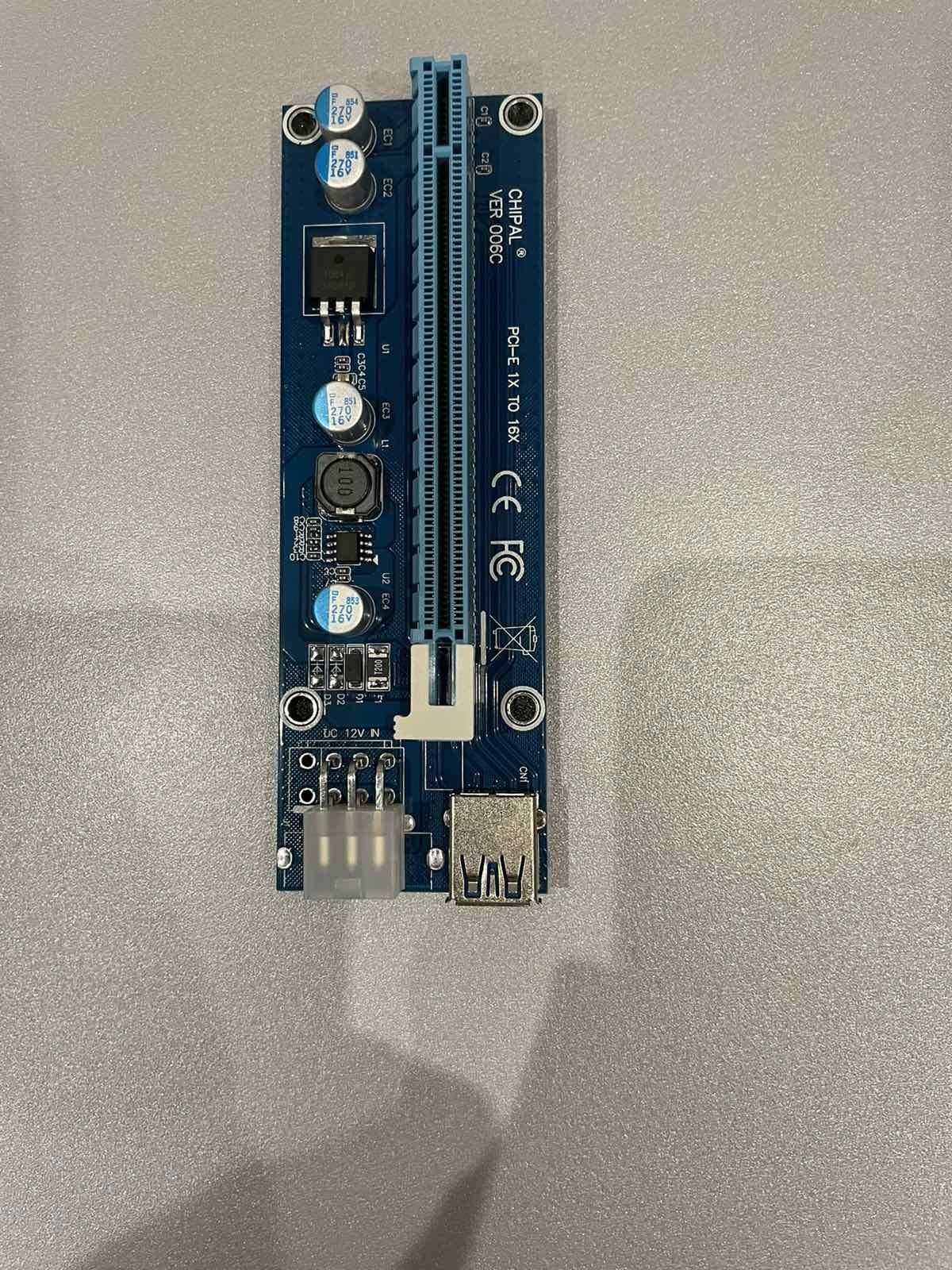 Riser Райзер 006C PCI-E 1X to 16X 6pin 12v USB 3.0 60см