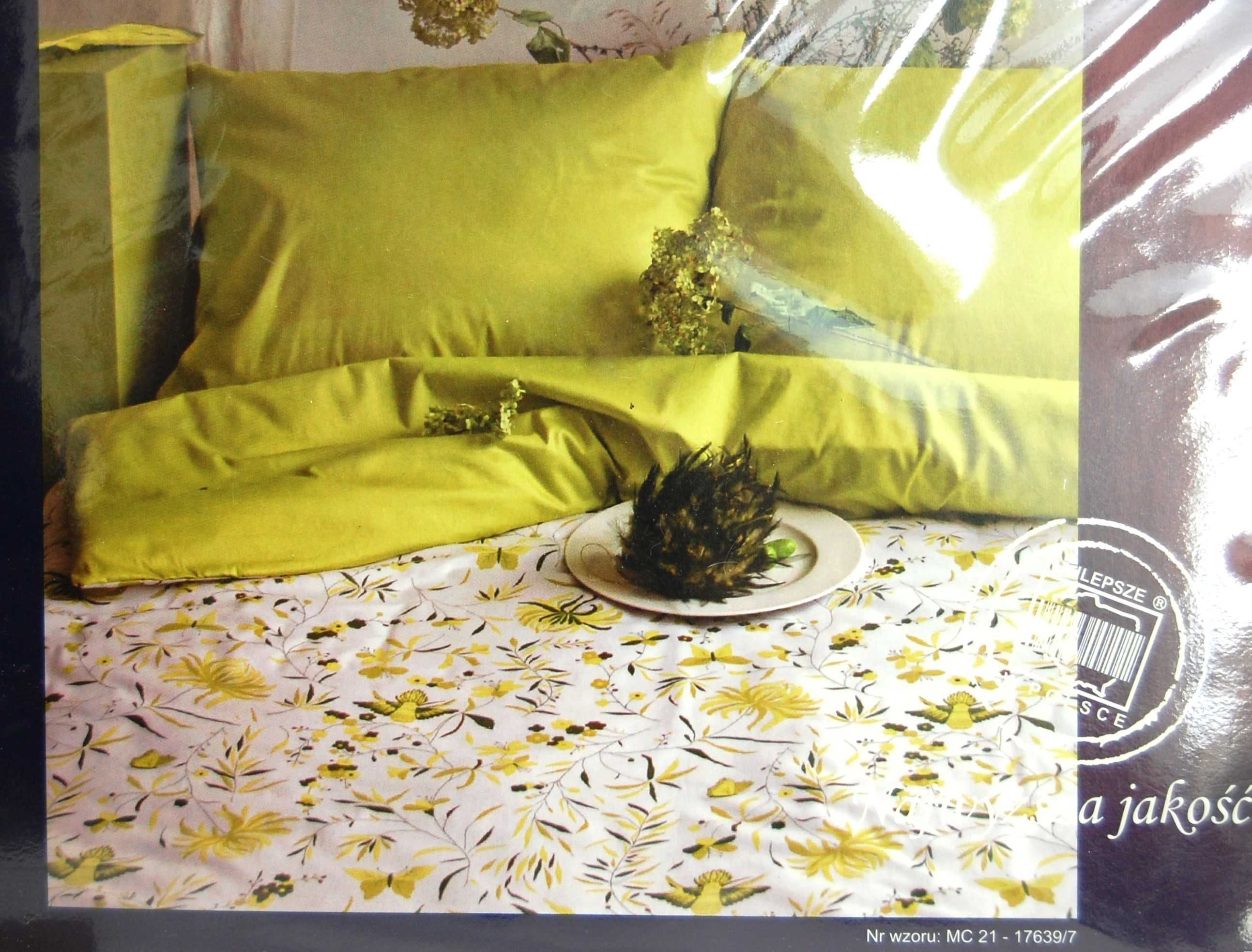 Komplet pościeli Andropol satyna bawełna 100% limonka 160x200 2x 70x80