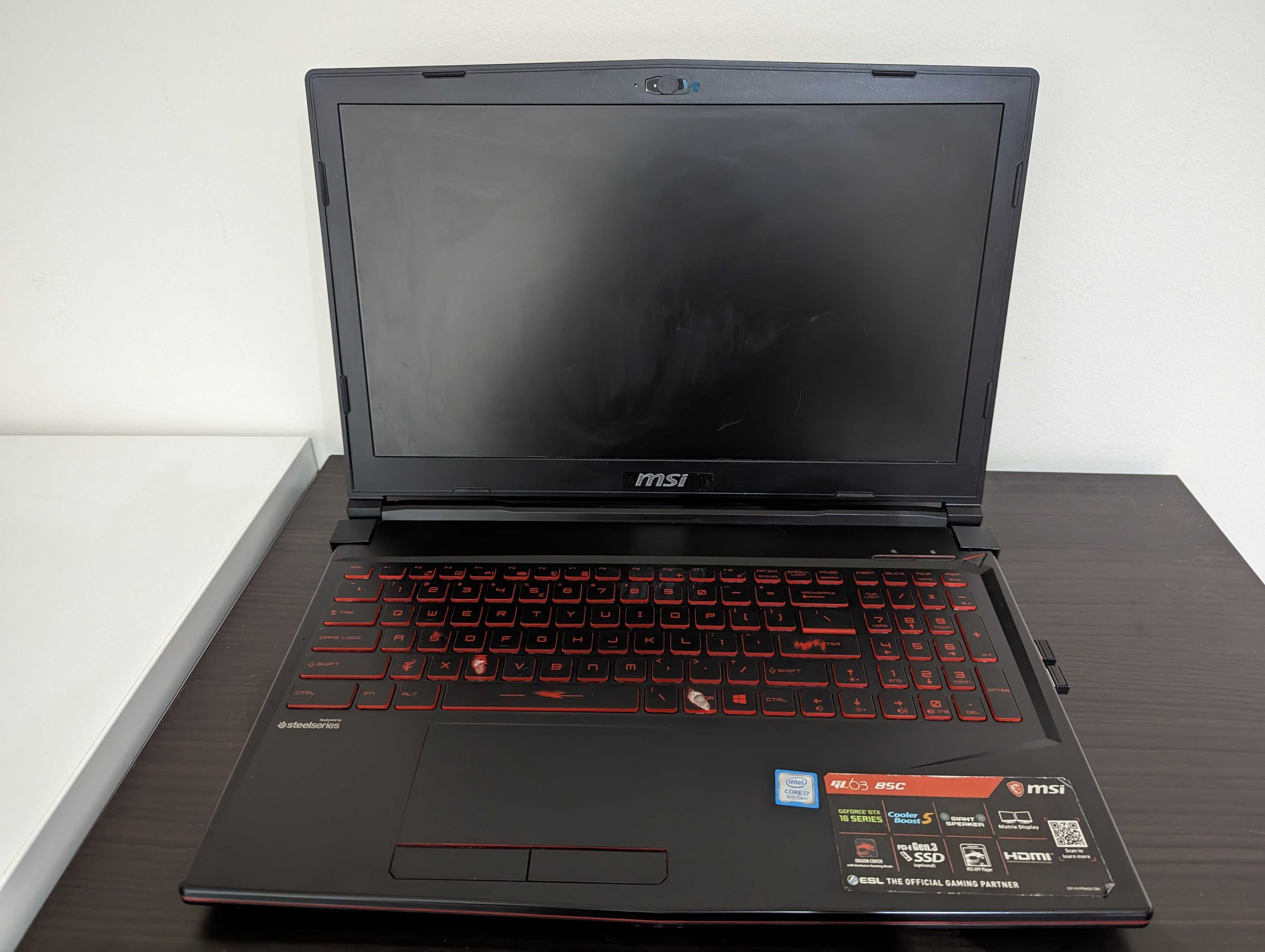 Laptop MSI GL63 8SC i7-8750H/8GB/256+1TB GTX1650 15,6" Cali stan BDB