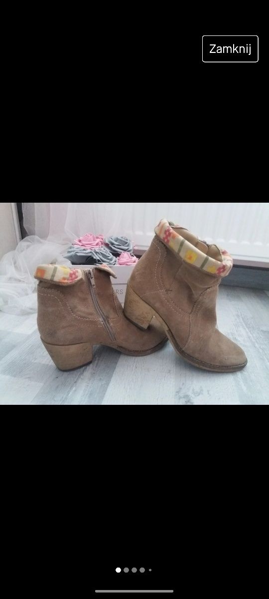 River Island jesienne botki kozaczki damskie brąz camel R 39