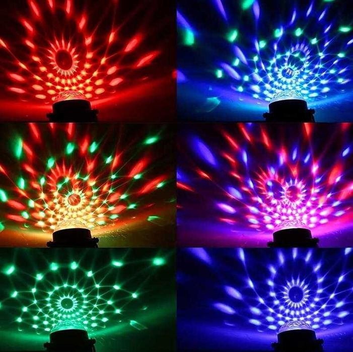 Lampa Disco RGB USB Kula Imprezowa  7 Trybów, Pilot, Regulowany Stojak