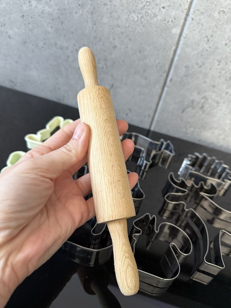 Wałek dla dzieci drewniany + foremki do ciastek ciasteczek Ikea