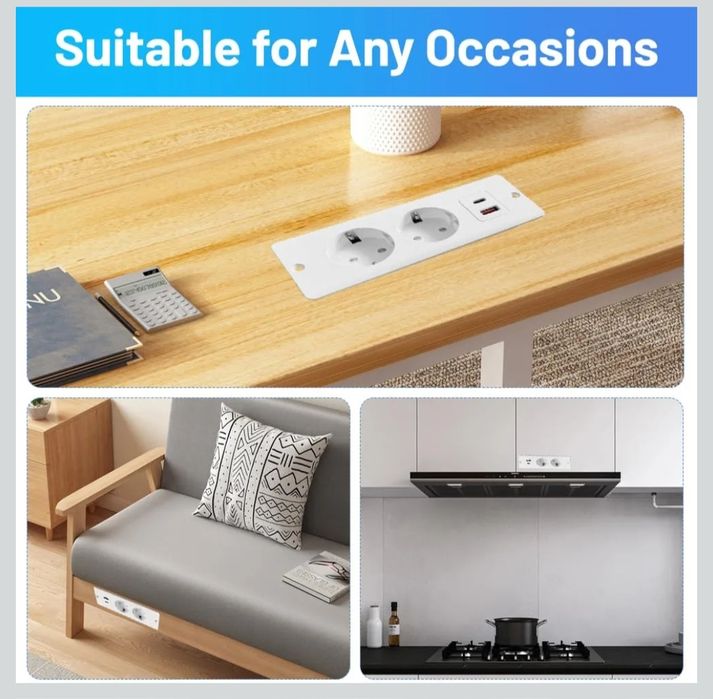 HIULLEN Gniazdko stołowe, chowane, z PD20 W