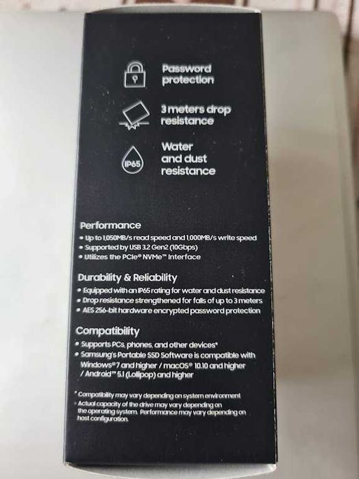 Портативний SSD Samsung T7 Shield 2TB USB 3.2 Type-C Black External
