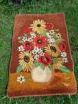 Kilim gobelin retro vintage PRL dywan słoneczniki wełna