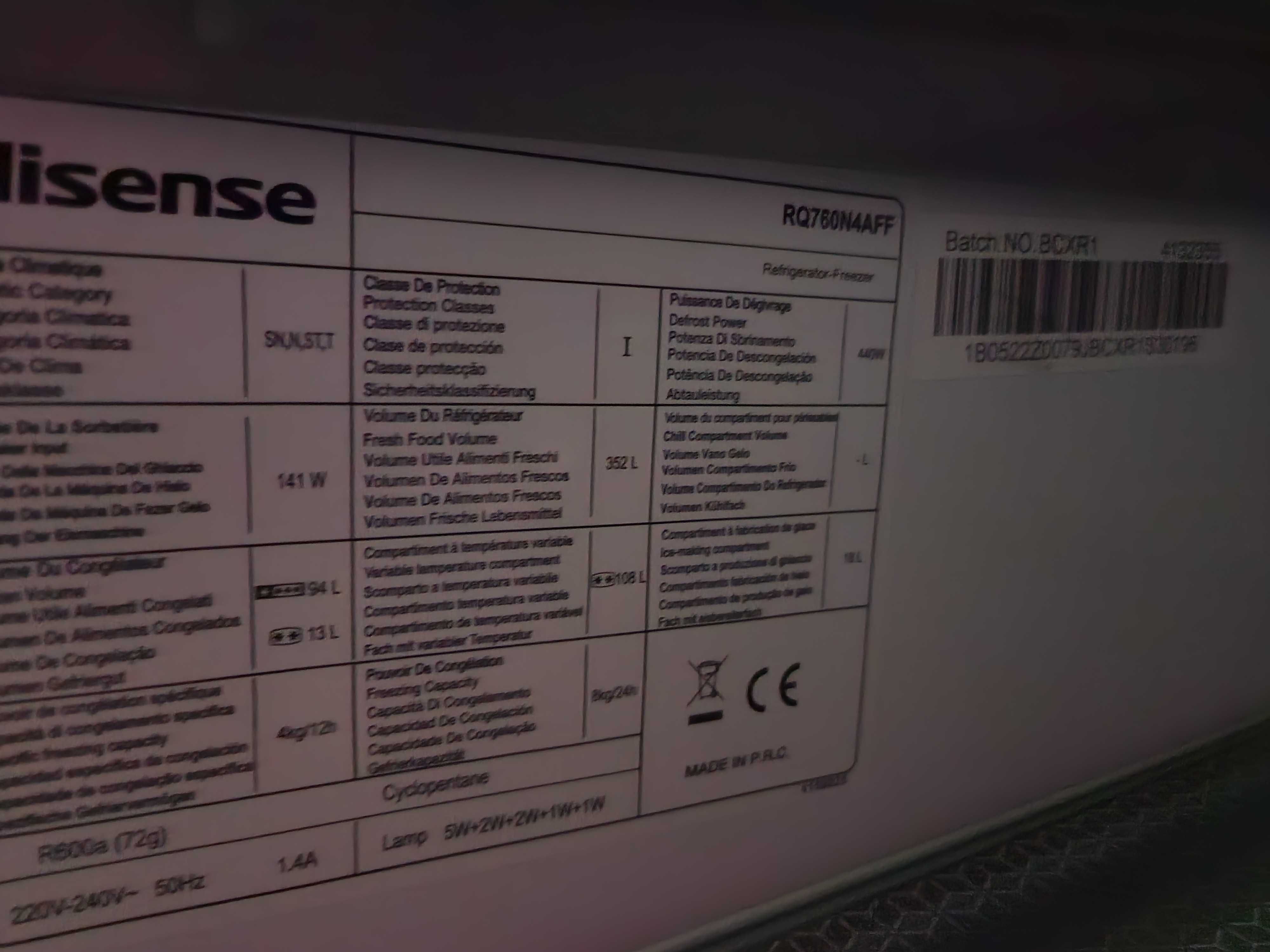 Lodówka HISENSE RQ760N4AFF Side by side