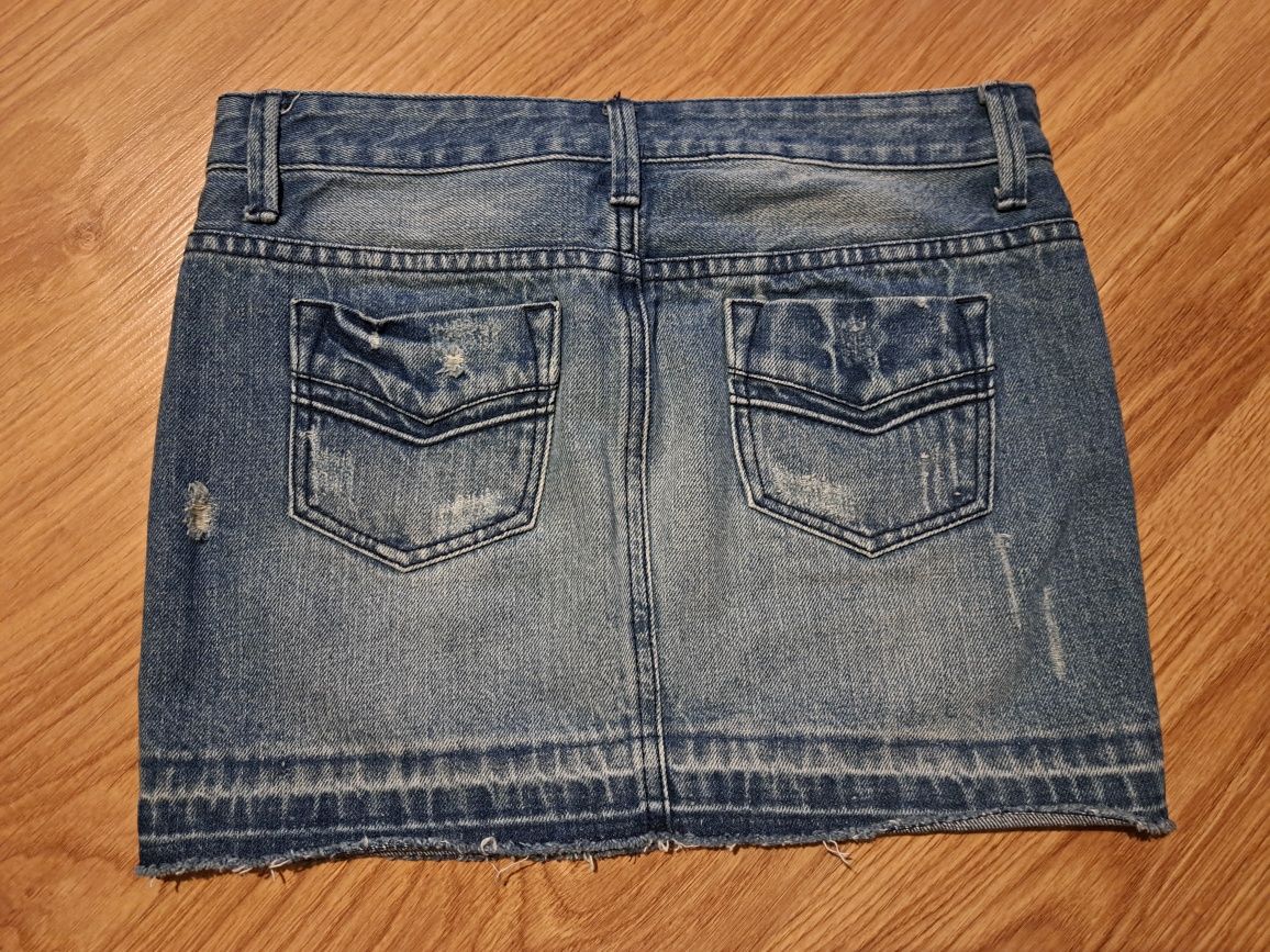 Dwie spódnice jeansowe mini XS