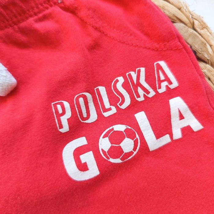 Spodenki krótkie szorty Polska gola 98 bawełniane bawełna czerwone dla