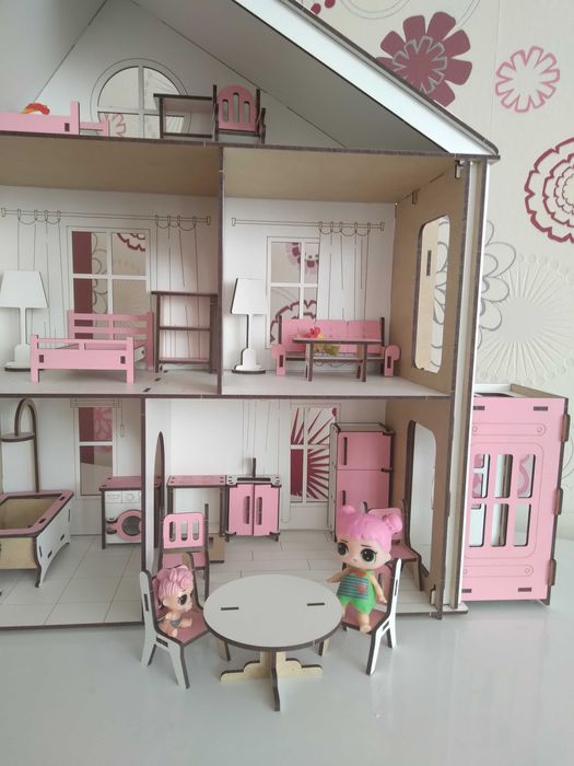 Ляльковий будинок для дівчинки з меблями, ліфтом, 47 см для лол