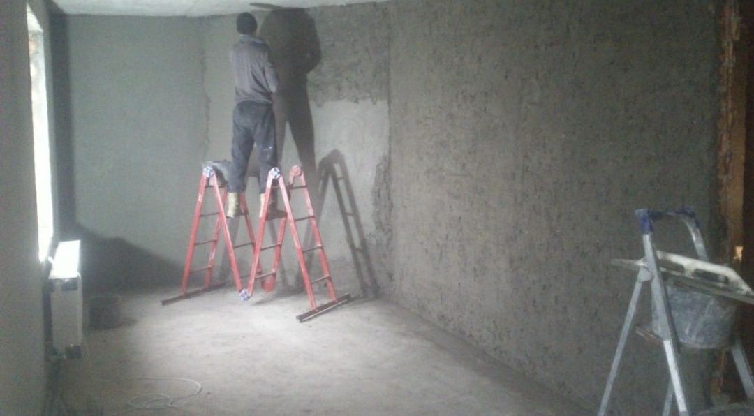Заливка бетона, шлифовка Штукатурка, шпаклевка,  накатываем потолки