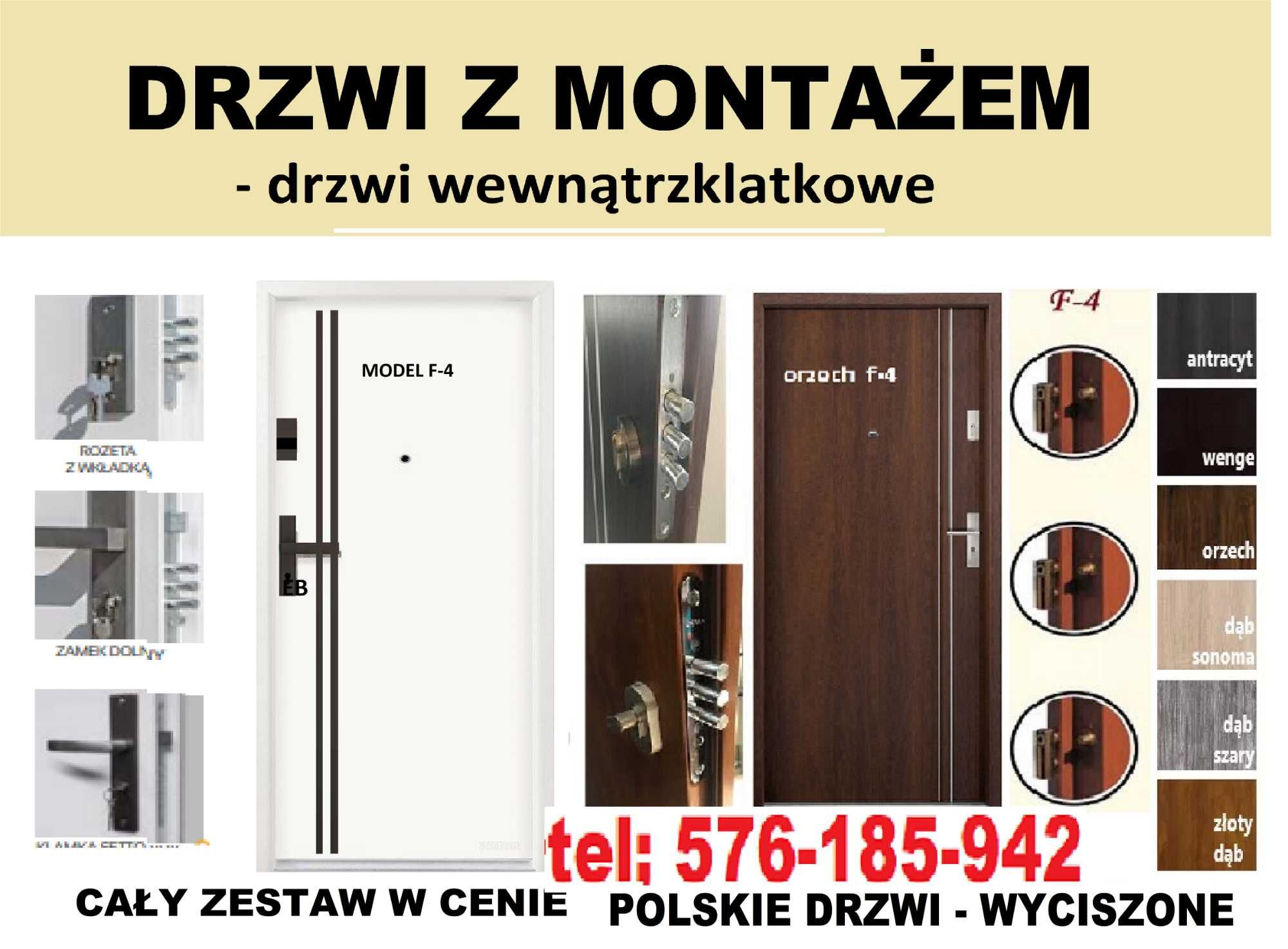 Polskie drzwi zewnętrzne z montażem , wejściowe - wewnątrzklatkowe