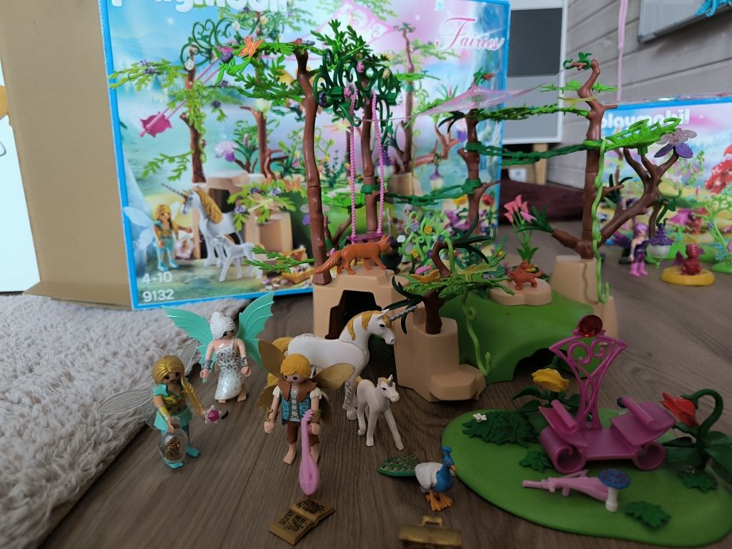 Zestawy Play mobile wróżki, las, konie